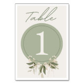 Sage Groene Bloemen Tafelnummers (Voorkant)