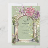 Sage Groene Bloemen Waterverf Boog Wedding Kaart (Voorkant)