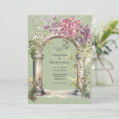 Sage Groene Bloemen Waterverf Boog Wedding Kaart (Staand voorkant)