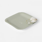 Sage Groene Bloemen Waterverf Bruiloft Initialen Papieren Bordje (Gebogen)