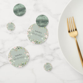 Sage Groene Bloemen Waterverf Glitter Quinceañera Confetti