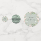 Sage Groene Bloemen Waterverf Glitter Quinceañera Confetti (Voorkanten)