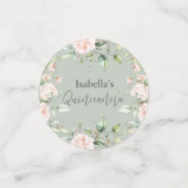 Sage Groene Bloemen Waterverf Glitter Quinceañera Confetti (Kleine voorkant)