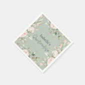 Sage Groene Bloemen Waterverf Quinceañera Papier Servet (Hoek)