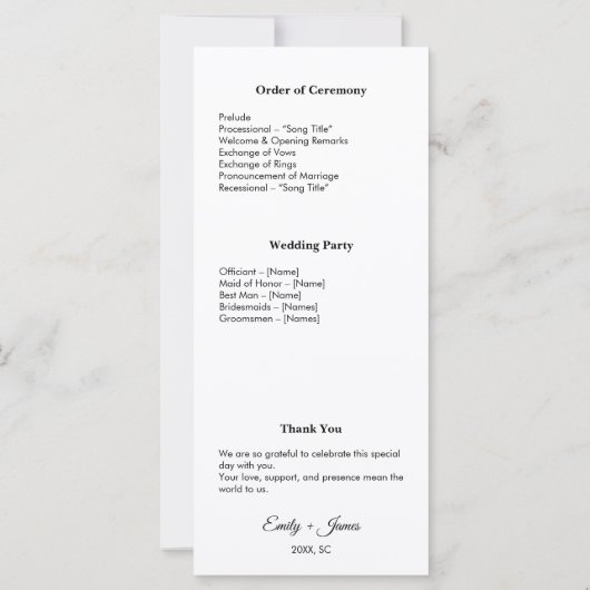 Sage Groene Bloemen Waterverf Trouwprogramma Kaart (Achterkant)