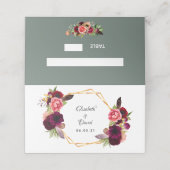 Sage groene bloemenboardbruiloft plaatskaartje (Buitenkant ongevouwen)