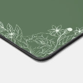 Sage Groene Bloemengrens Aangepaste Naam Desk Mat (Hoek)