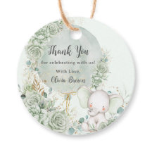 Sage Groene Bloemenolifant Baby shower Neutraal