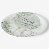 Sage Groene Bloemenolifant Baby shower Papieren Bordje (Gekanteld)