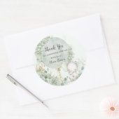 Sage Groene Bloemenolifant Baby shower Ronde Sticker (Envelop)