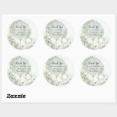 Sage Groene Bloemenolifant Baby shower Ronde Sticker (Vel)