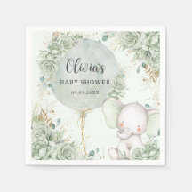 Sage Groene Bloemenolifant Baby shower