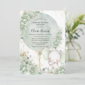 Sage Groene Bloemenolifant Neutraal Geslacht Onthu Kaart (Staand voorkant)