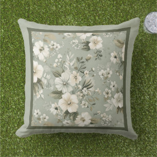 Sage groene bloemenpatroon buitenkussen