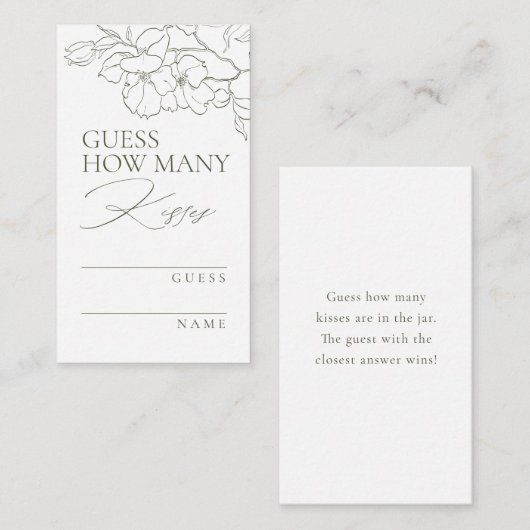 Sage Groene bloemenraad hoeveel kussen spel Informatiekaartje (Voorkant / Achterkant)