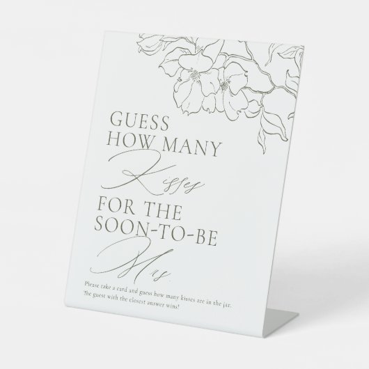 Sage Groene bloemenraad hoeveel kussen spel Reclamebord Met Voetstuk (Voorkant)