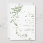 Sage groene bloemenslinger QR code bruiloft Kaart (Voorkant)