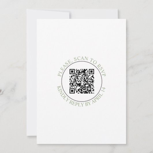 Sage groene bloemenslinger QR code bruiloft Kaart (Achterkant)