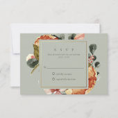 Sage Groene Bloementuin Bruiloft RSVP Kaartje (Voorkant)