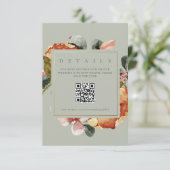 Sage Groene Bloementuin QR Bruiloft Website Informatiekaartje (Staand voorkant)