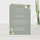 Sage groene bloemige groen wedding programma (Achterkant)