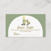 Sage Groene Bloemlaarzen Luier Raffle Baby shower Informatiekaartje (Voorkant)