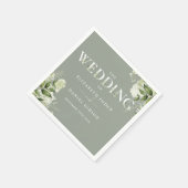 Sage Groene Bloemrijke Typografie Bruiloft Servet (Hoek)
