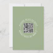 Sage groene bloesems QR code monochrome bruiloft Kaart (Achterkant)