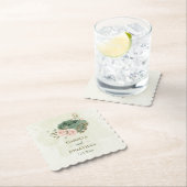 Sage Groene Blozen Bloemen bruiloft Kartonnen Onderzetters (Insitu)