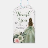 Sage Groene Blush Geometrische Quinceañera Dank u Cadeaulabel (Voorkant)