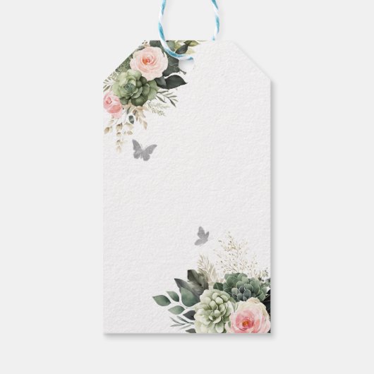 Sage Groene Blush Geometrische Quinceañera Dank u Cadeaulabel (Achterkant)