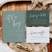 Sage Groene Boeken voor Baby Insert Kaart Modern B