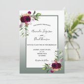 Sage groene bogo-bruiloft met bruinkoolbloem kaart (Staand voorkant)