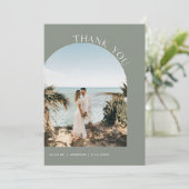 SAGE Groene Boheemse trouwfoto Dank u kaart (Staand voorkant)