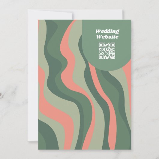 Sage Groene Boho Arch - Biologische Curven Bruilof Kaart (Achterkant)