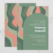 Sage Groene Boho Arch - Biologische Curven Bruilof Kaart (Voorkant / Achterkant)