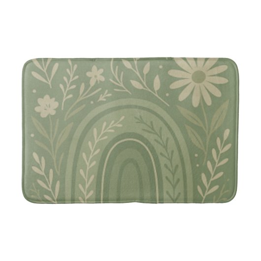 Sage groene Boho Bath Mat (Voorkant)