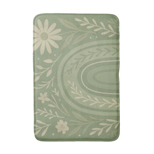 Sage groene Boho Bath Mat (Voorkant Verticaal)