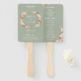 Sage Groene Boho Bloemen Bruiloft Handwaaier