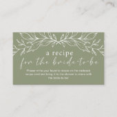 Sage Groene Boho Bloemen Bruiloft Recept Informatiekaartje (Voorkant)