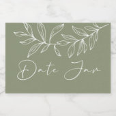 Sage Groene Boho Bloemen Datum Nacht Jar Voedselcontainer Etiket (Enkel label)