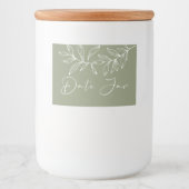 Sage Groene Boho Bloemen Datum Nacht Jar Voedselcontainer Etiket (Voorkant)