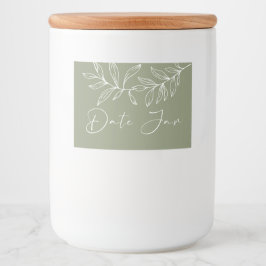 Sage Groene Boho Bloemen Datum Nacht Jar Voedselcontainer Etiket