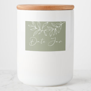Sage Groene Boho Bloemen Datum Nacht Jar Voedselcontainer Etiket