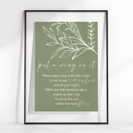 Sage Groene Boho Bloemen Doe Een Ring Om Het Spel Poster