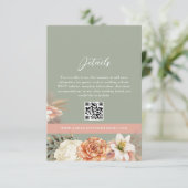 Sage Groene Boho Bloemen Huwelijk QR Kaart (Staand voorkant)