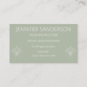 Sage Groene Boho Bloemen Lotus Yoga Visitekaartje (Achterkant)