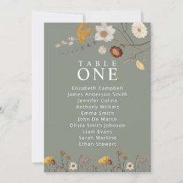 Sage Groene Boho Bloemen Tafel Zitplank Kaarten