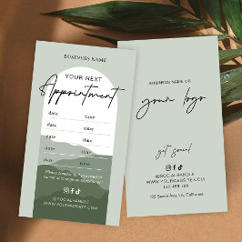 Sage Groene Boho Boog Logo Make-up Kapsalon Afsprakenkaartje