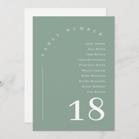 Sage Groene Boho Boog Trouwstoel Tabel Kaart (Voorkant / Achterkant)